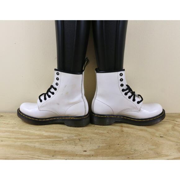 Doc Dr Martens Boots Womens 5 White Combat Lace Up 1450 Air Wair - Picture 4 of 13